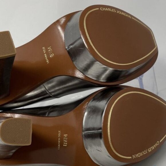 Charles Jourdan Silver Leather Peep-Toe Heels – Size 8.5M - Picture 5 of 6